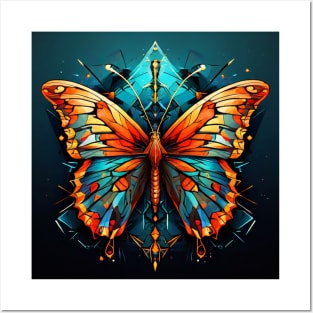 Orange, Yellow And Teal Butterfly Posters and Art